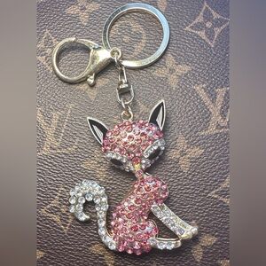 Sparkling Fox Keychain Bag Charm with Rhinestones